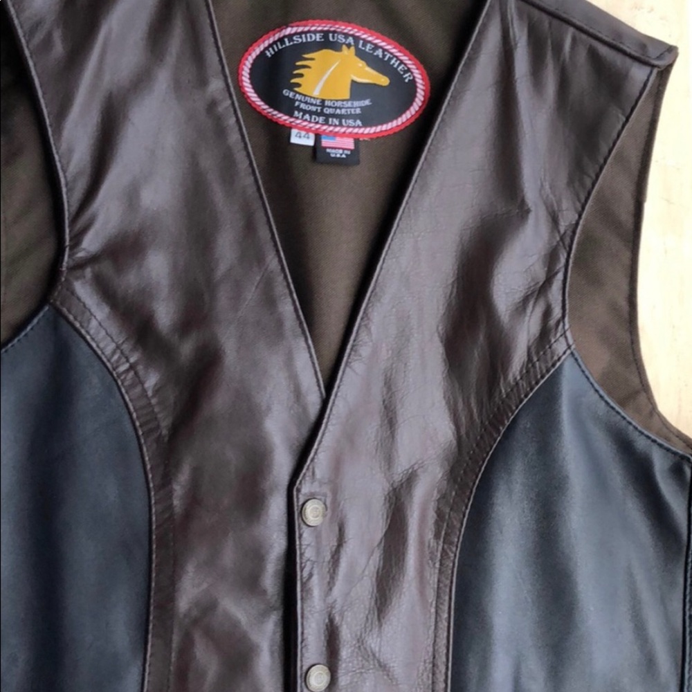 Men's Hillside USA Horsehide Biker Vest Two Tone